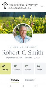 QR Memorial Profile Example